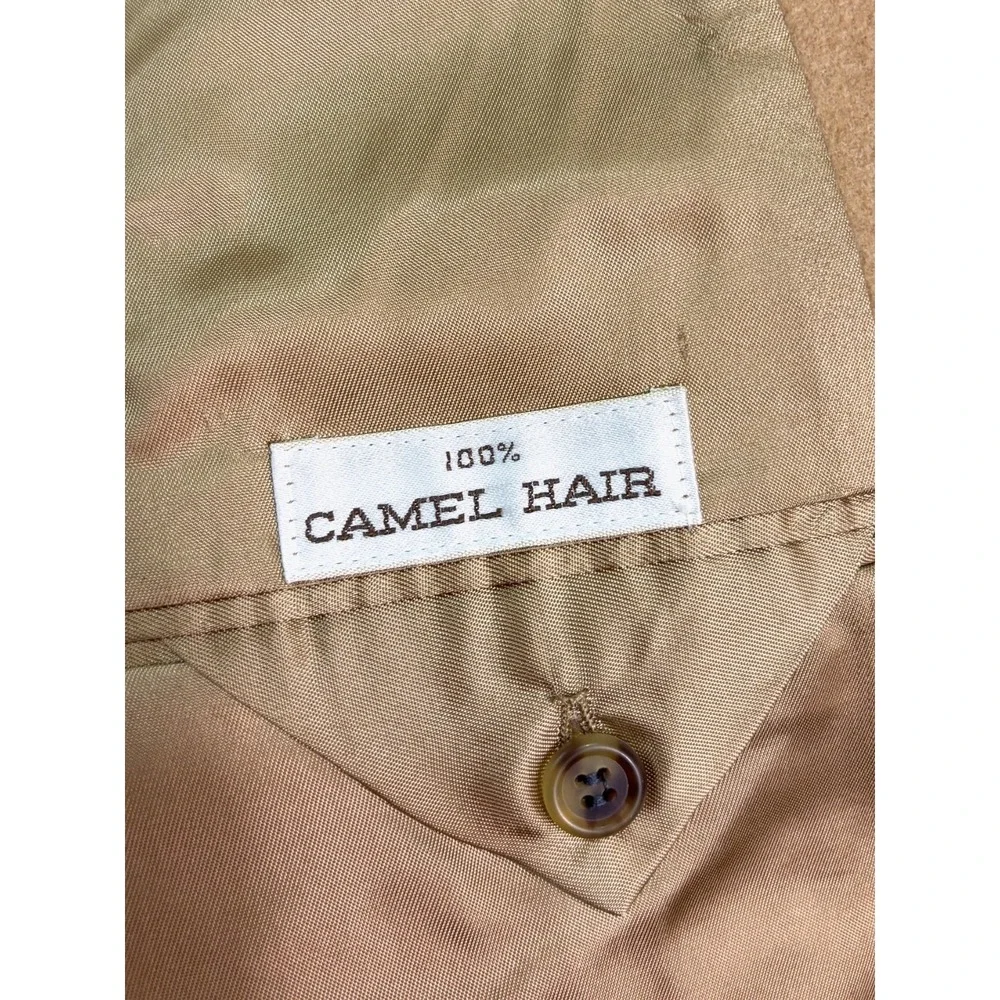Bill Blass 44L Tan 100% Camel Hair‎ Blazer Jacket Sport Suit Coat USA Classic